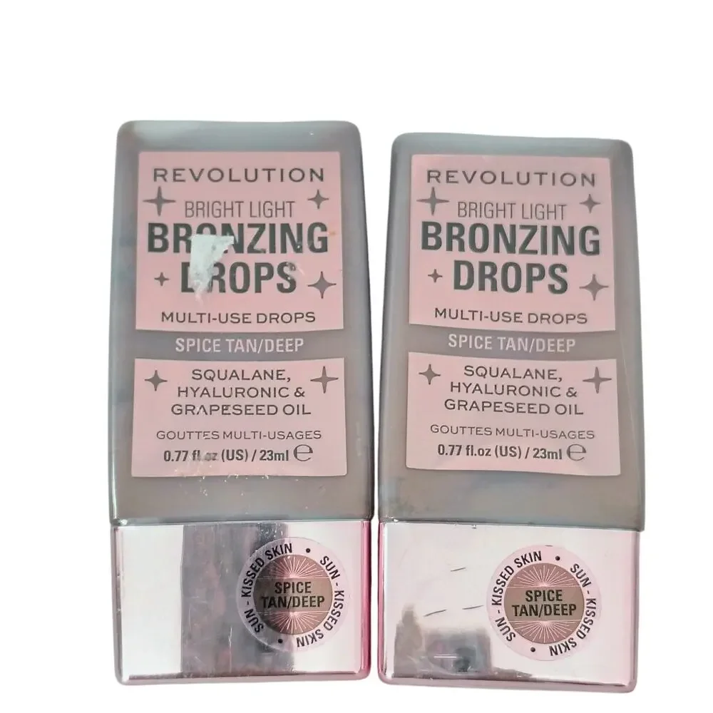2 Revolution Bright Light Bronzing Drops Spice Tan Deep Color Hyaluronic 0.77 oz